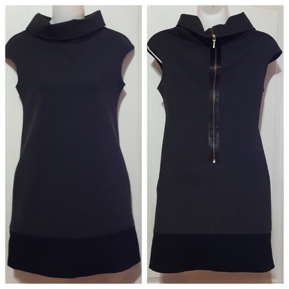 Express Dark Gray And Black Short Casual Dress with
Pockets And Exposed Zipper - Picture 10 of 11